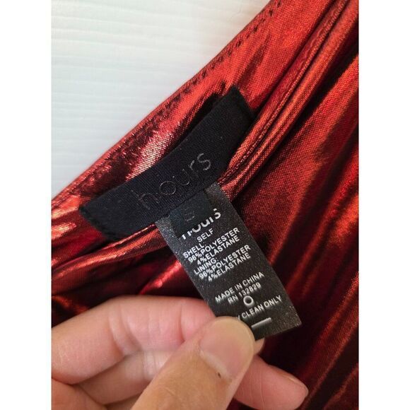 H:OURS Revolve Red Metallic Mini Dress Women's Size Small NWT - Picture 6 of 9